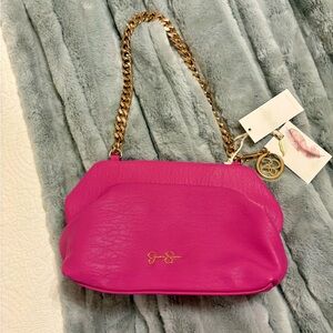 Jessica Simpson Pink and Gold Shoulder Bag with Chain Strap
